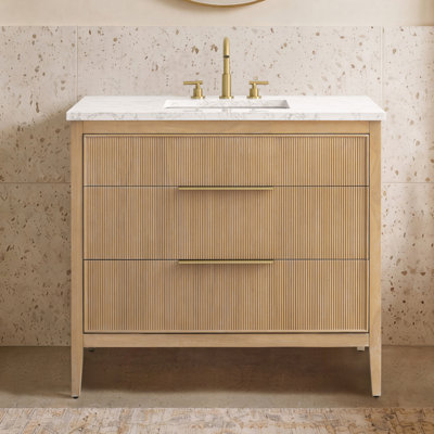 Bilroy Egremt 42'' Single Bathroom Vanity with Engineered Stone Top