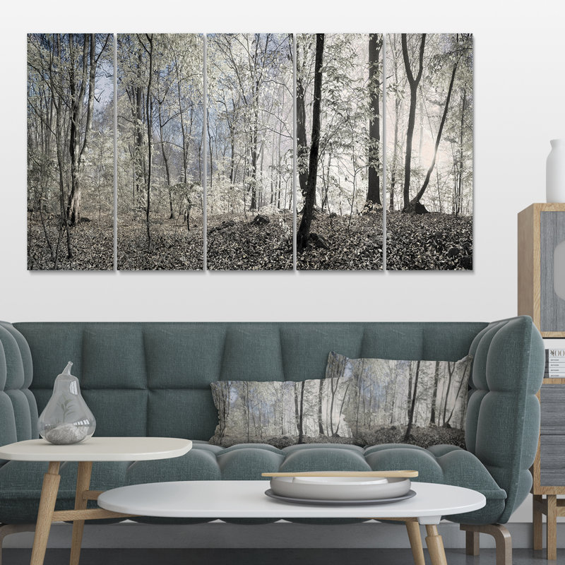 " Dark Morning In Forest Panorama " 5 - Pieces
