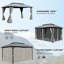 Pavillon de jardin 10 pi x 14 pi - gris Double toit ventilé, rideaux d'intimité. Structure en métal. Filet amovible. Pour le patio extérieur, la cour arrière, la terrasse, la pelouse 10 X 14 pi, les toits pour la ventilation. . . Spacieux de 6 à 8 po. Utilisation
