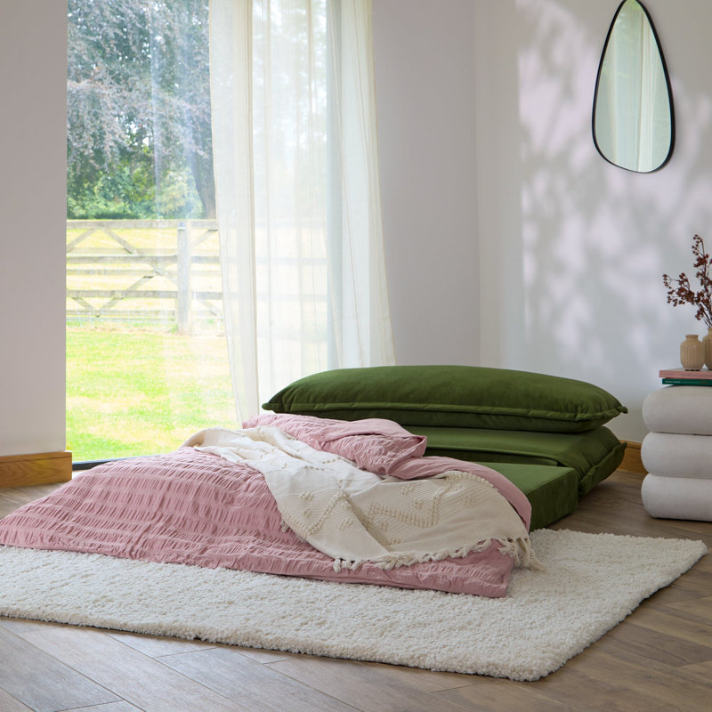 2 Seater Sofa Bed - Boucle, Green, Double