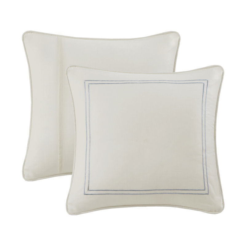 Ivory Cotton Satin Embroidered Euro Sham