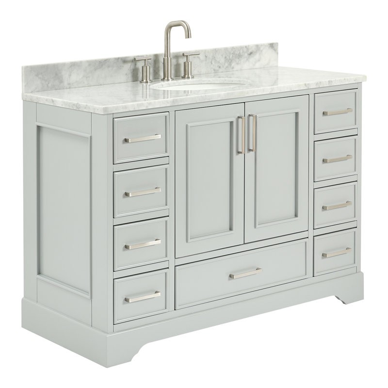 Ensemble de meuble-lavabo simple 49 po Abita, Gris, Nickel brossé
