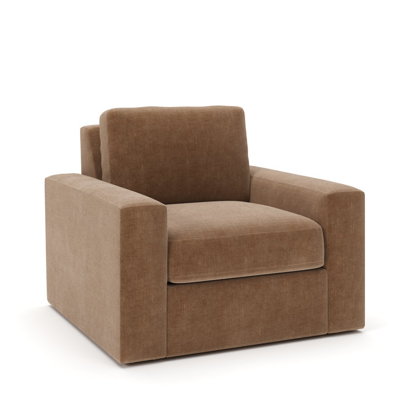 Jonie Upholstered Swivel Armchair, Andrew Cognac Performance Chenille
