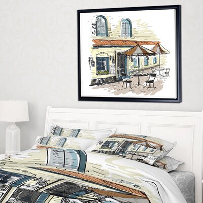 Street CafÃ©' Framed Watercolor Painting Print on Wrapped Canvas -  East Urban Home, ERNH4309 46700959