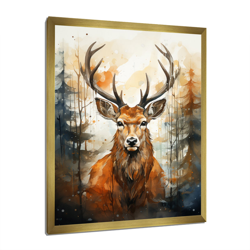 Deer Wonderers V sur toile, Cadre doré à une seule photo, H 32 po x l 24 po x P 1 po
