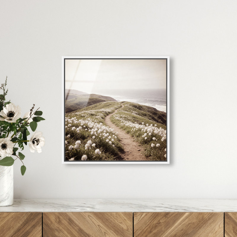 Blooming Path Print by Oliver Gal, 17" H x 17" W, White Floater Frame