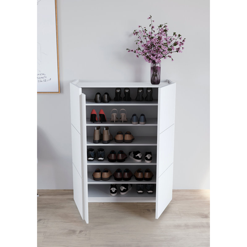 24 Pair Shoe Storage Cabinet, White