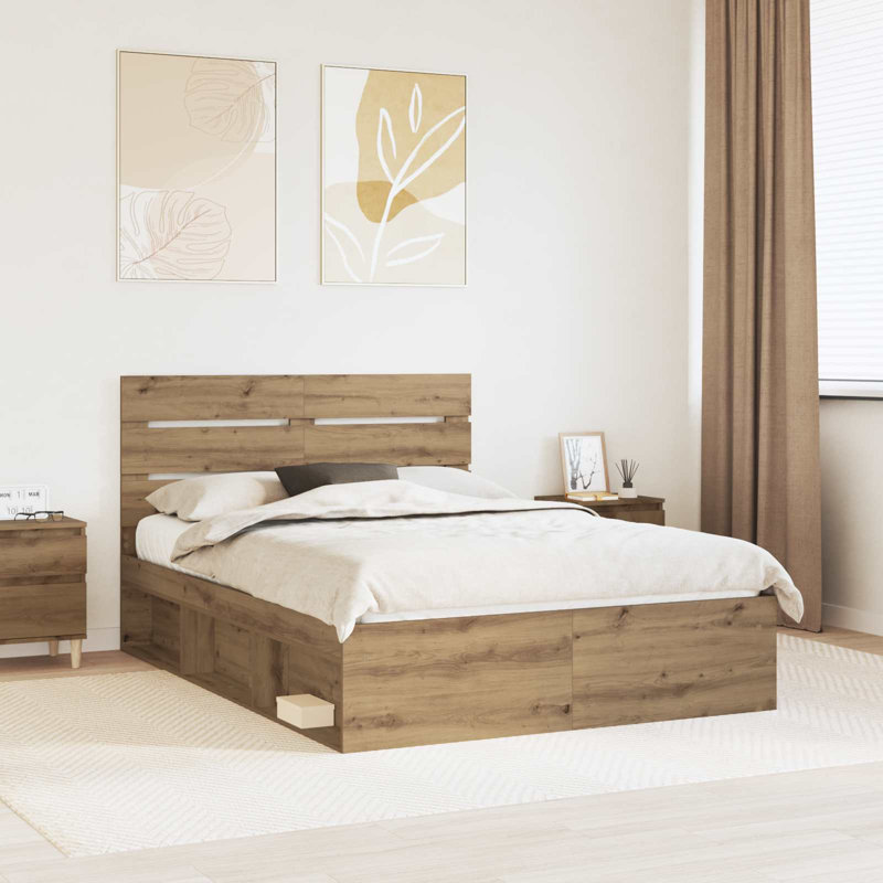 Solid Wood Bed, European Double (140 x 200 cm), Artisian Oak