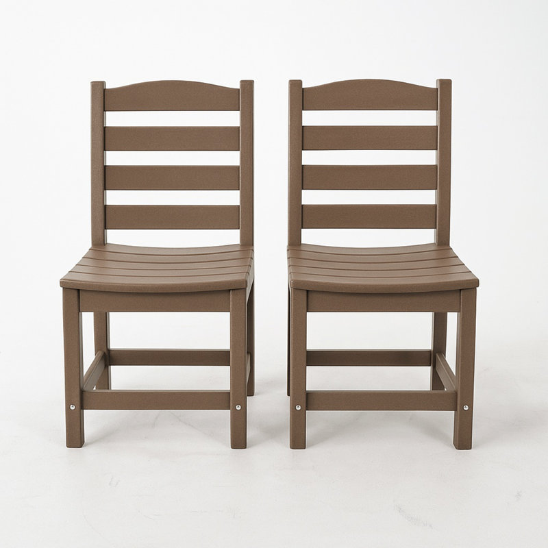 Chaises d'extérieur sans accoudoirs, Chêne foncé antique