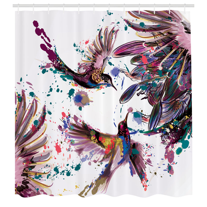 Ensemble de rideau de douche et crochets Hummingbird, H 70 po x l 69 po, Lavande rose