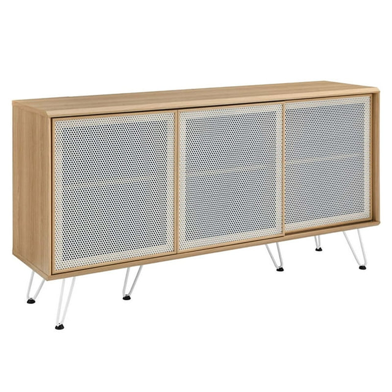 Nomad Modern Oak Sideboard with Sliding Metal Mesh Doors