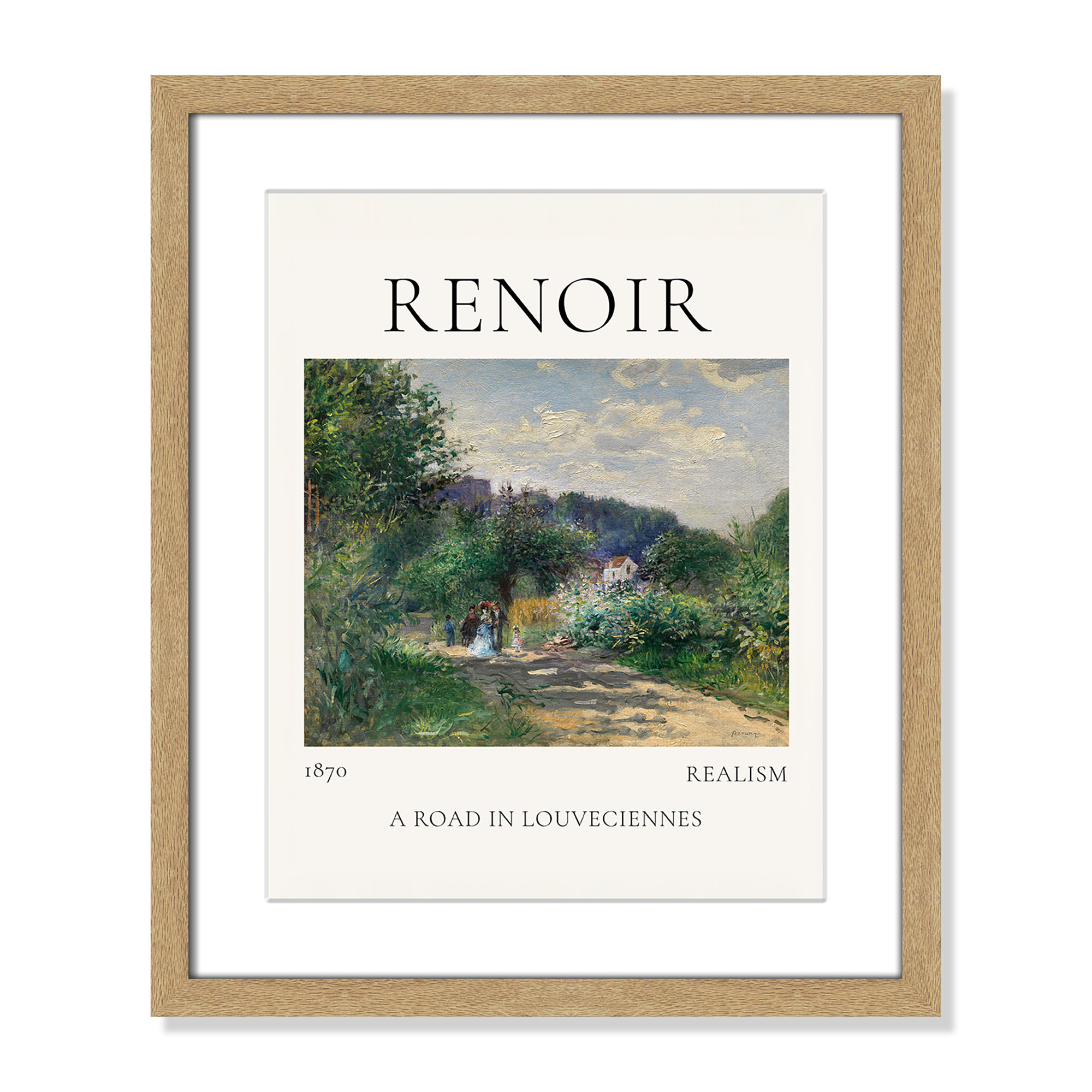 Old Masters Collection " A Road In Louveciennes " by Auguste Renoir, Natural Single Picture Frame, 19" H x 16" W x 1.25" D