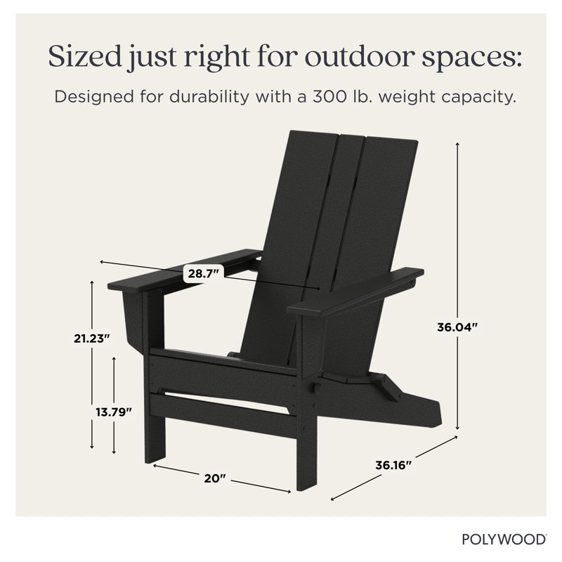 POLYWOOD x AllModern Folding Adirondack Chair, Black