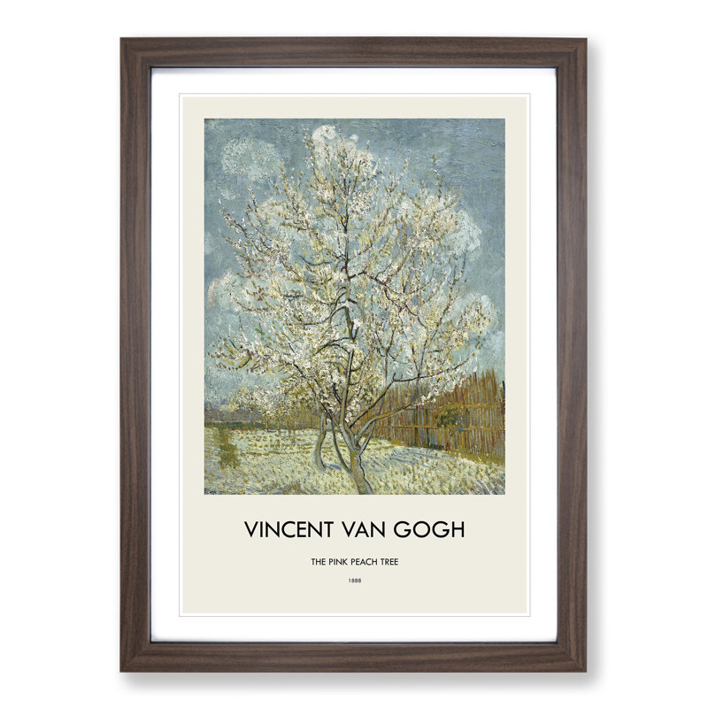The Pink Peach Tree by Vincent Van Gogh - Picture Frame Painting, Walnut Framed, 36cm H x 27cm W x 2cm D