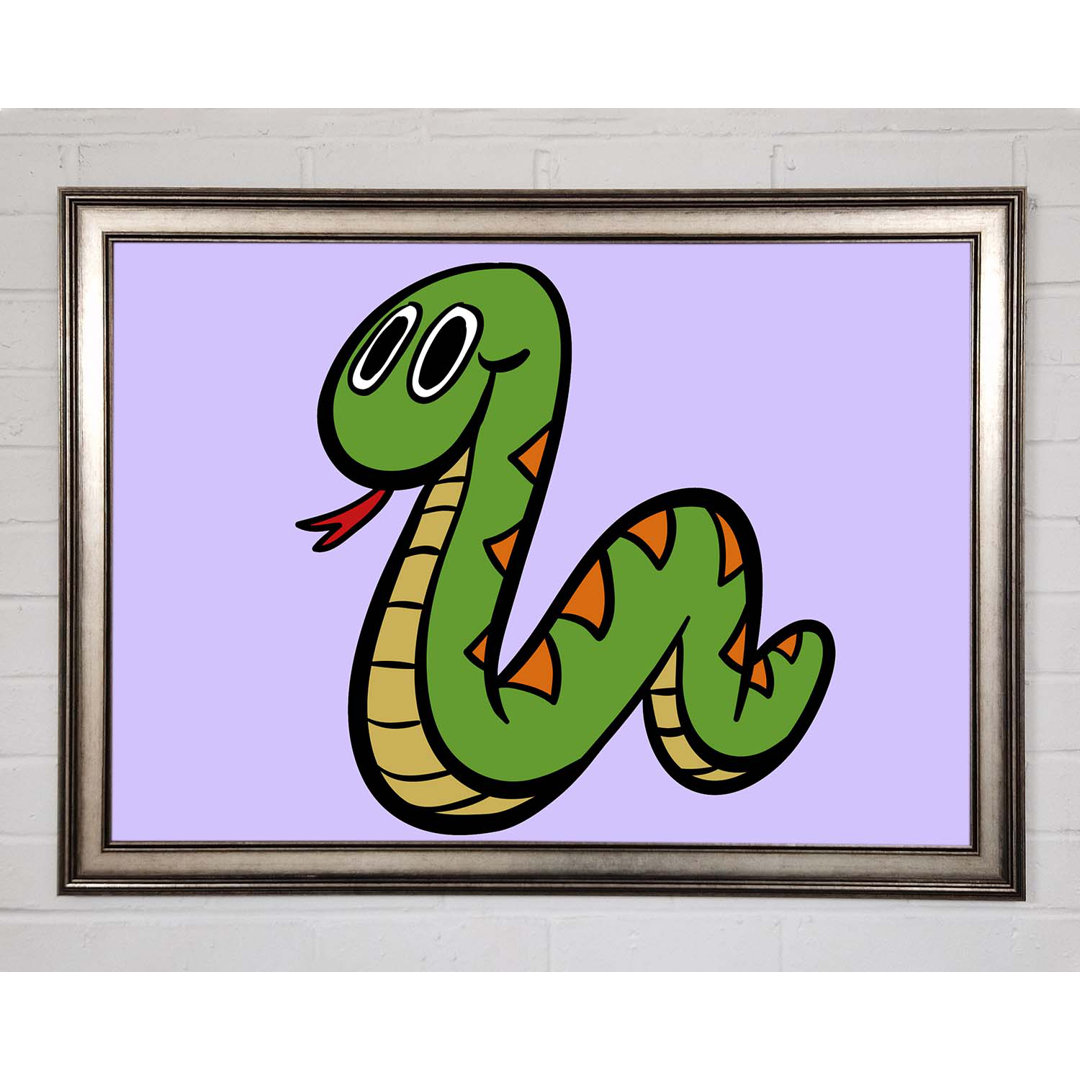 Gerahmtes Leinwandbild Cartoon Snake in Flieder