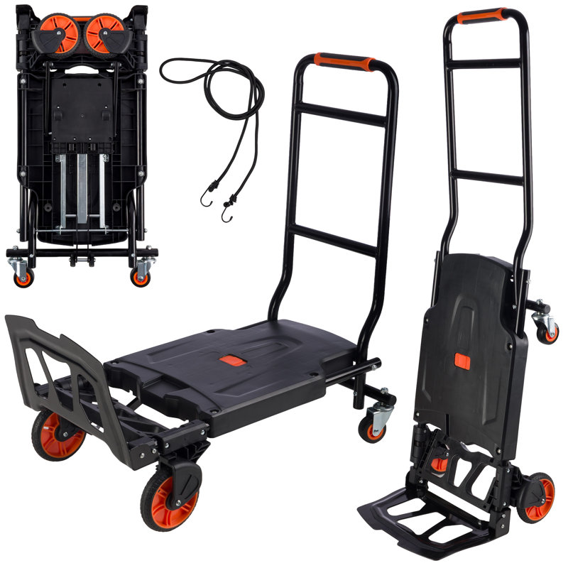 Chariot à roulettes pliable 2 en 1 avec roulettes - Chariot à bagages robuste avec roues 330 lb