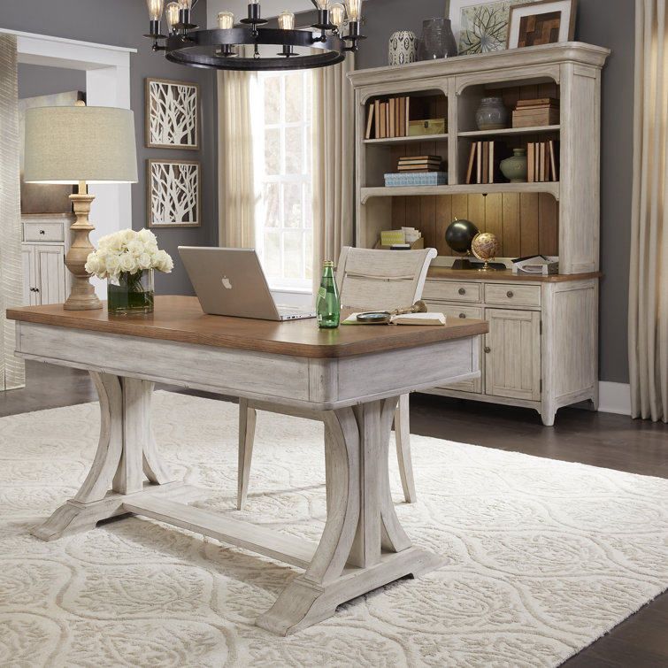 Harlowe 3 Piece Rectangular Writing Desk Office Set with Hutch