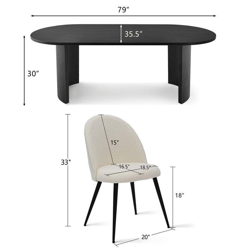 Audna 8 - Person Double Pedestal Dining Set, Black