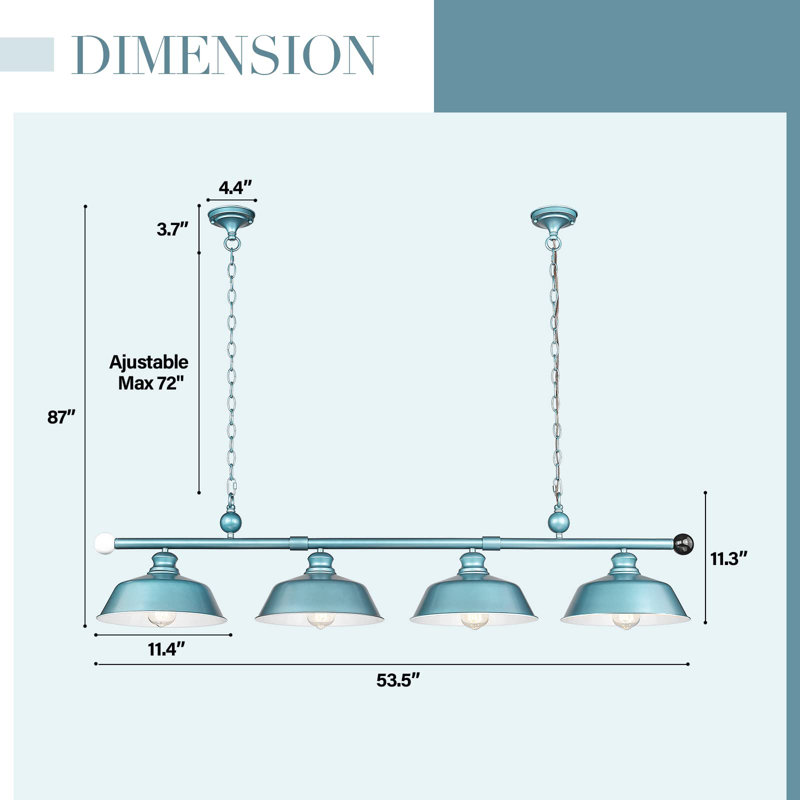 Luminaire suspendu pour îlot de cuisine 4 lumières Caracas