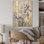 Minimalisme Irises Melody I - Art mural en bois sur bois de pin naturel