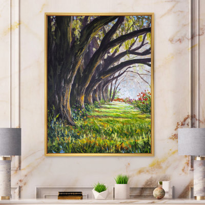" Glade In A Sunny Forest With Large Giants Trees " Painting Print