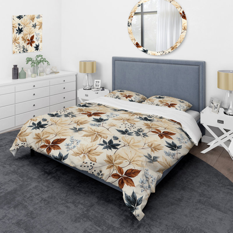 Literie à feuilles rétro I, Housse de couette simple + 1 taie décorative stan
