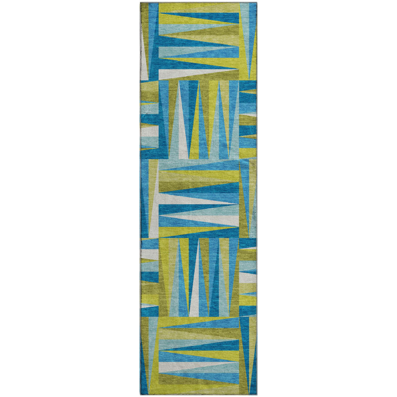 Premium Machine Washable Collett AMF1012 Squares Rug, Runner 2'3" x 7'6"