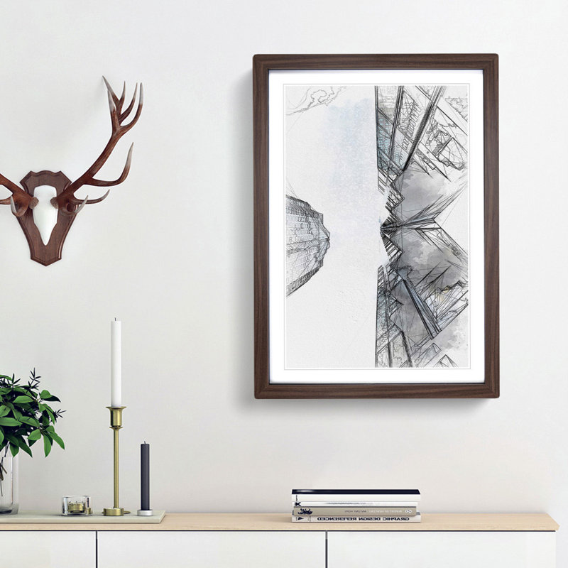 Sketching the Architecture Vol.70 - Picture Frame Drawing Print, Walnut Framed, 36cm H x 27cm W x 2cm D
