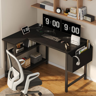 Built-in Outlets / USB L-Shaped Desk Computer Desk