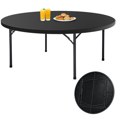 71 Inch Round Folding Table 1000lbs,  Heavy Duty Foldable Table for 10-12 People Banquets