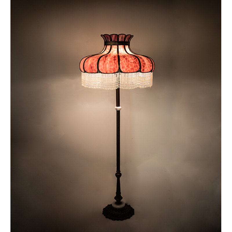 Frederick Floor Lamp, White/Pink/Brass