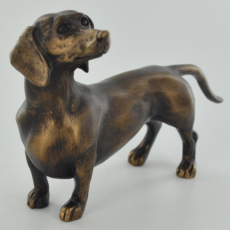 Dachshund Bronze Dog Sculpture Bullrush Figurine