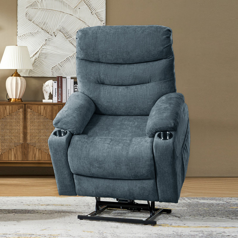 Fauteuil inclinable massant et surdimensionné Cayrn, Bleu marine