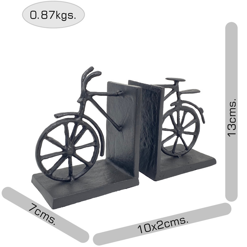 BICYCLE Iron Book Ends 13cm, Mocha
