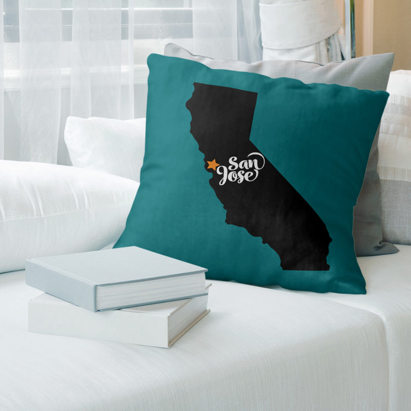 Housse de coussin, San José, 18 po x 18 po, Bleu marine / Noir