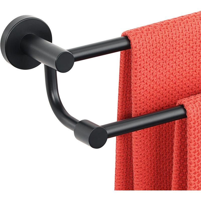 Double Towel Bars Towel Holder Towel Hanger, Noir mat