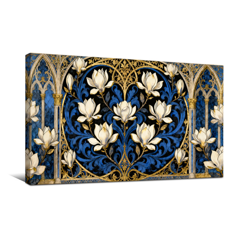 Plantes et fleurs fleurs arquées gothiques bleues, H 28 po x l 58 po