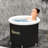 79 Gallon Athletes' Recovery Cold Tub, Portable With Cover And Carry Bag, Black Outdoor Ice Bath,