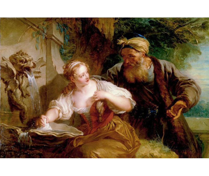 "La proposition amoureuse" par François Lemoyne - Toile tendue avec châssis, H 24 po x l 17 po