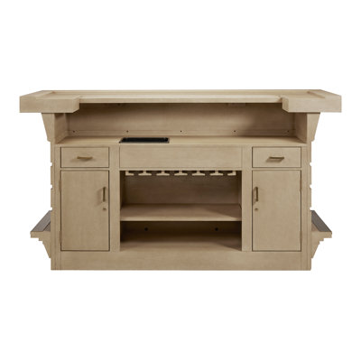 American Heritage Port Royal Home Bar – Solid Wood & Veneer Design with Wine Rack, Ice Bucket, Glassware Holders, Locking Cabinets & Storage Drawers, by American Heritage