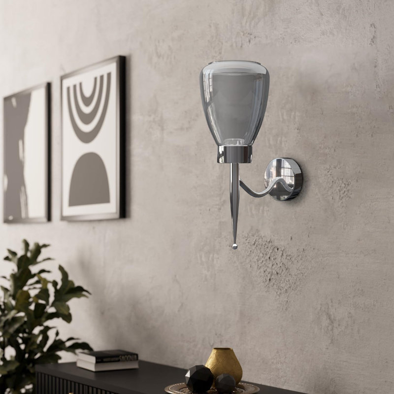 Aletris Glass LED Armed Sconce, Chrome, No