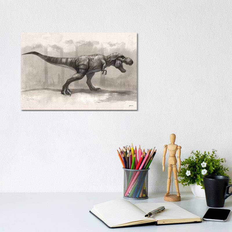 Dessin de T-Rex par Steve Goad - peinture sur toile tendue, H 8 po x l 12 po x P 0,75 po