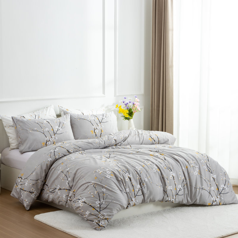 Microfiber Comforter Set, Twin XL Comforter + 4 Additional Pieces, Floral 04
