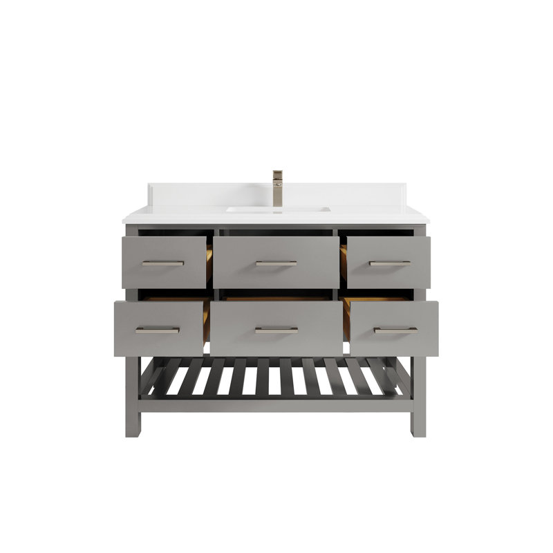 Parker 48'' Single Bathroom Vanity with Top, White
