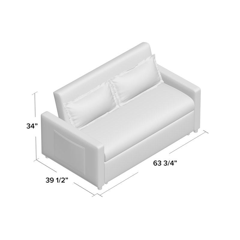 Lainey 63.7" Linen Square Arm Sleeper, Gray