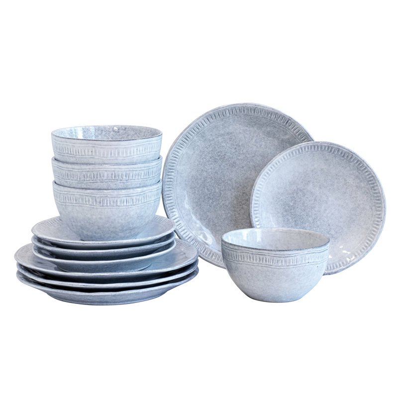 12 Piece Stoneware Dinnerware Set - Service for 4