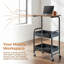Chariot utilitaire roulant avec bureau en bois, organisateur en métal à 3 niveaux sur roulettes verrouillables, support d'imprimante mobile pour la cuisine, le bureau