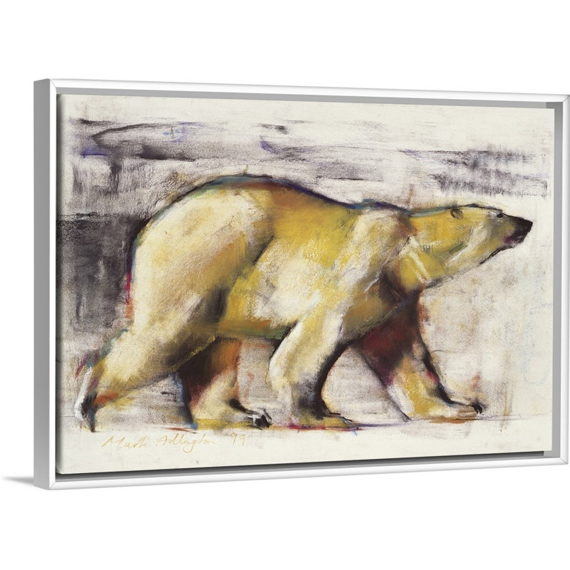 «Ours polaire» par Mark Adlington, impression sur toile, H 26 po x l 38 po x P 1,75 po, Cadre flottant blanc