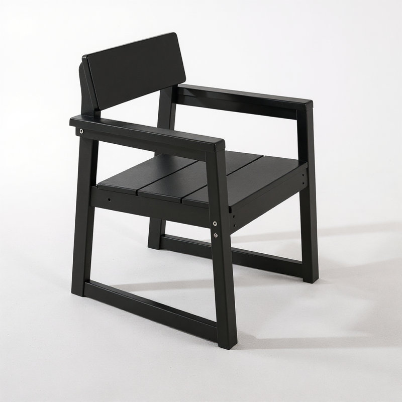 Black HDPE Outdoor & Garden Armchairs With  Backres Modernist Designt Chairs, Black