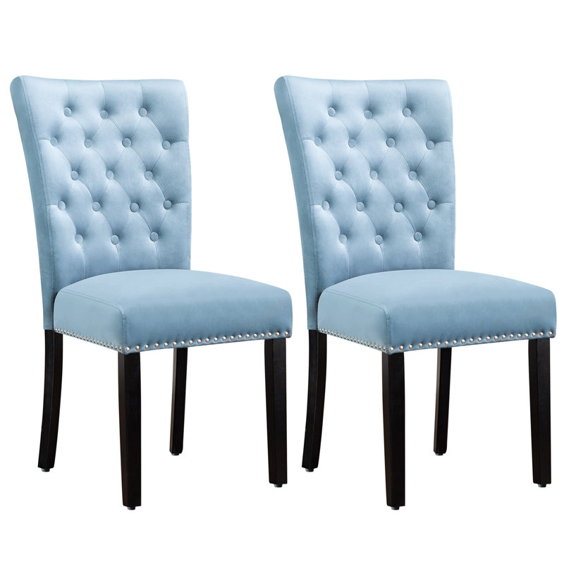 Amdan Tufted Velvet Modern Dining Chair, Light Blue